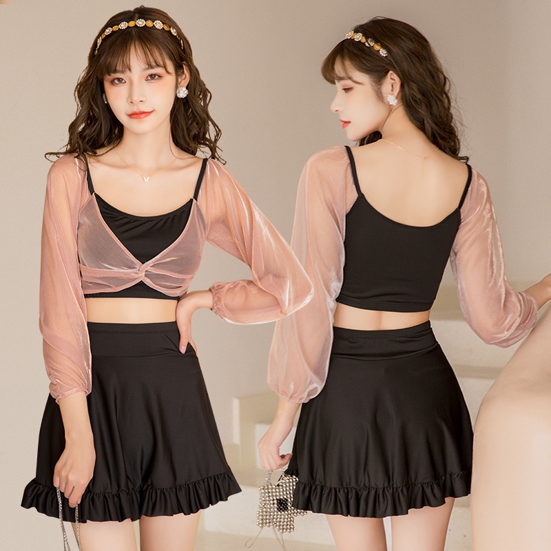 Bikini 2 Mảnh Tay Dài Voan - Đồ Bơi Nữ Phong Cách Hàn Quốc