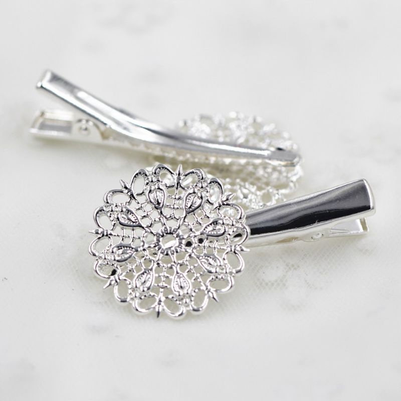 Kẹp Tóc Kim Loại Hình Hoa / Tròn Cổ Điển Cho Nữ