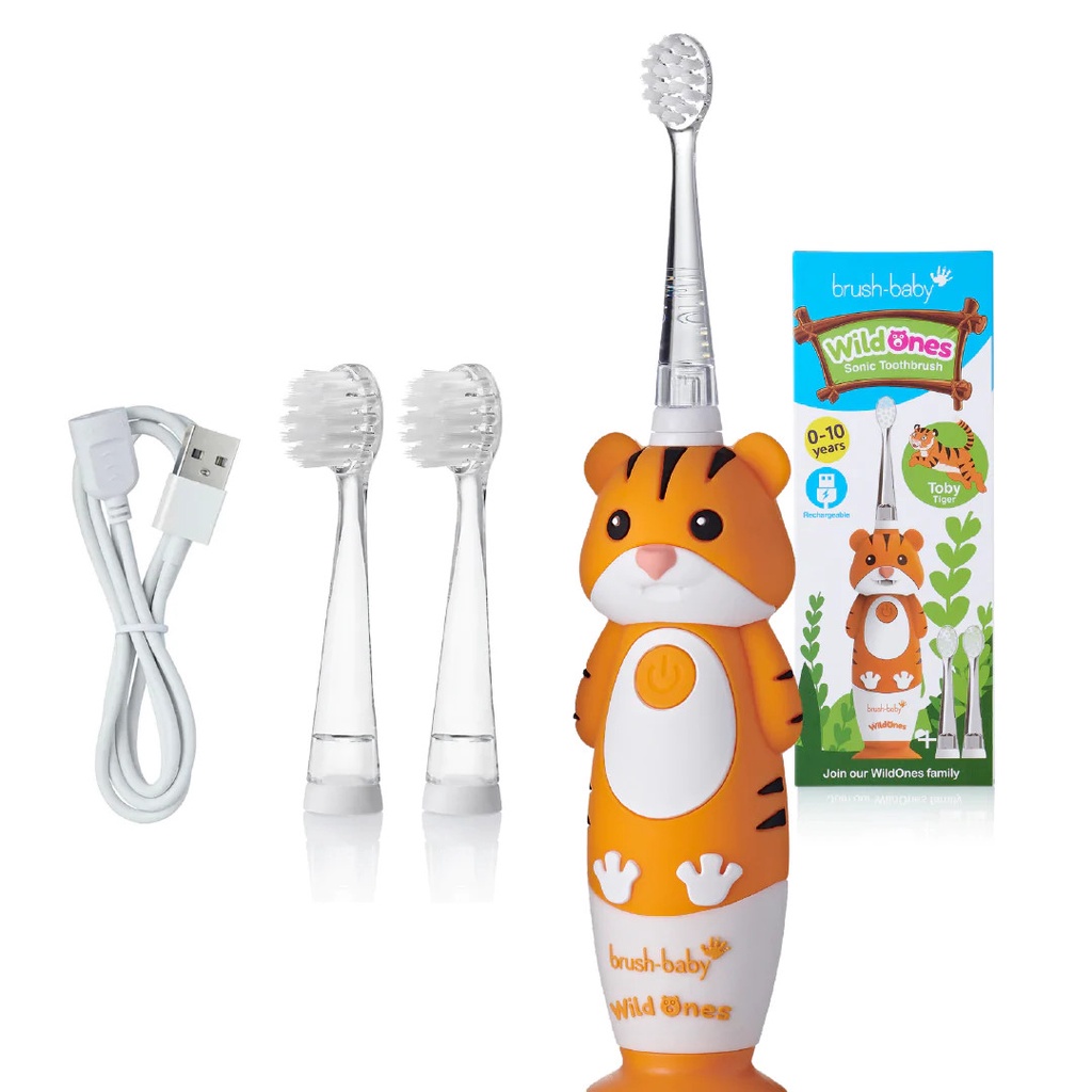 Set bàn chải Wild Ones BrushBaby tặng kèm đầu bàn chải thay thế cho bé 0-10Y