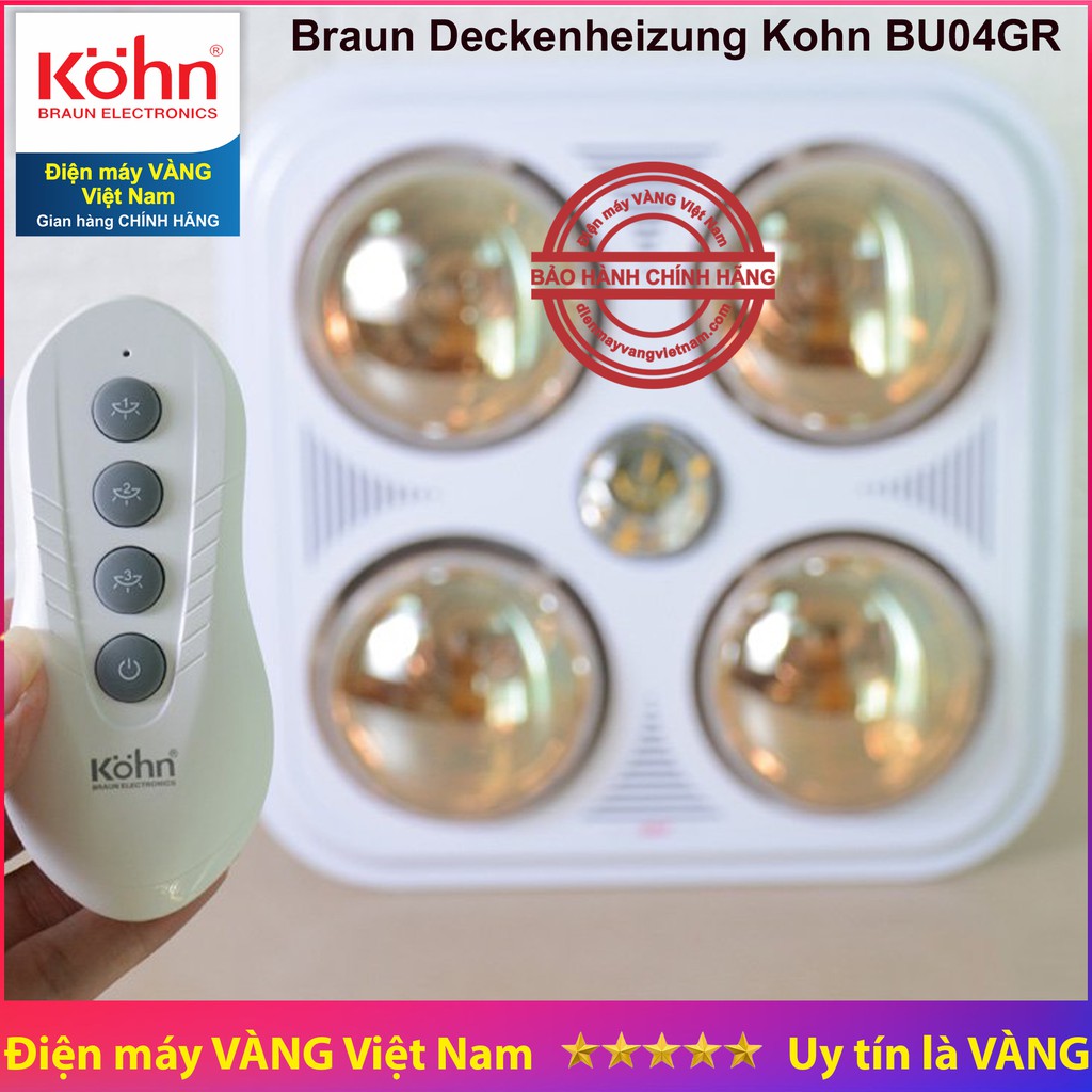 Đèn sưởi nhà tắm âm trần Braun Kohn Profile Plus BU04GR điều khiển từ xa