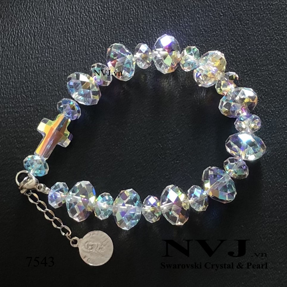 Chuỗi mân côi pha lê Swarovski hạt bánh cam 12ly & 8ly siêu lấp lánh sang trọng 5040 001AB briolette