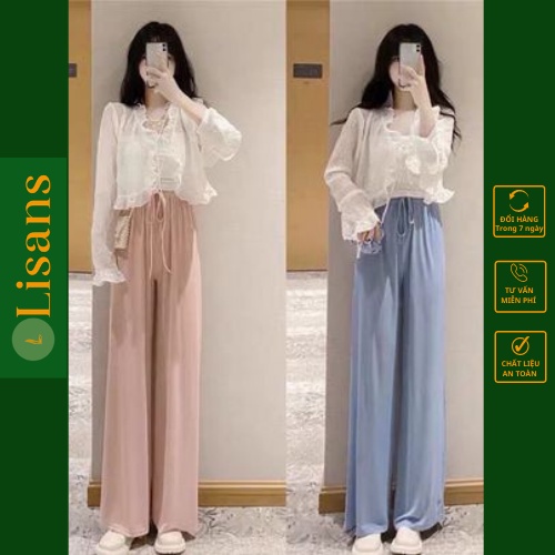 Quần ống rộng nữ lưng cao cạp chun dáng suông QDN002