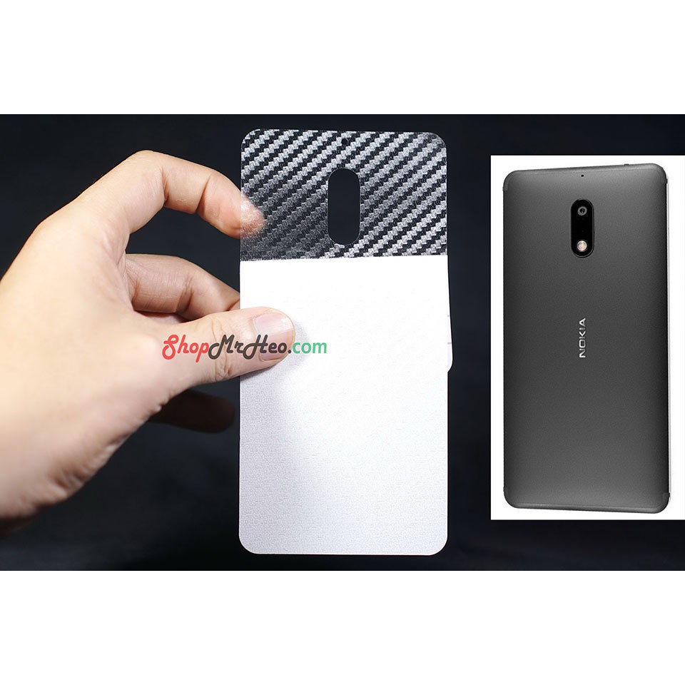 Bộ 3 Miếng Dán 3D Carbon Mặt Lưng Nokia 6