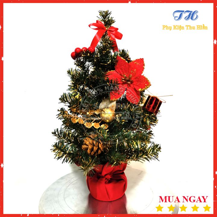 Cây thông noel mini để bàn kèm đèn led vàng không chớp 8m trang trí giáng sinh cho nhà cửa, phòng khách, phòng ngủ