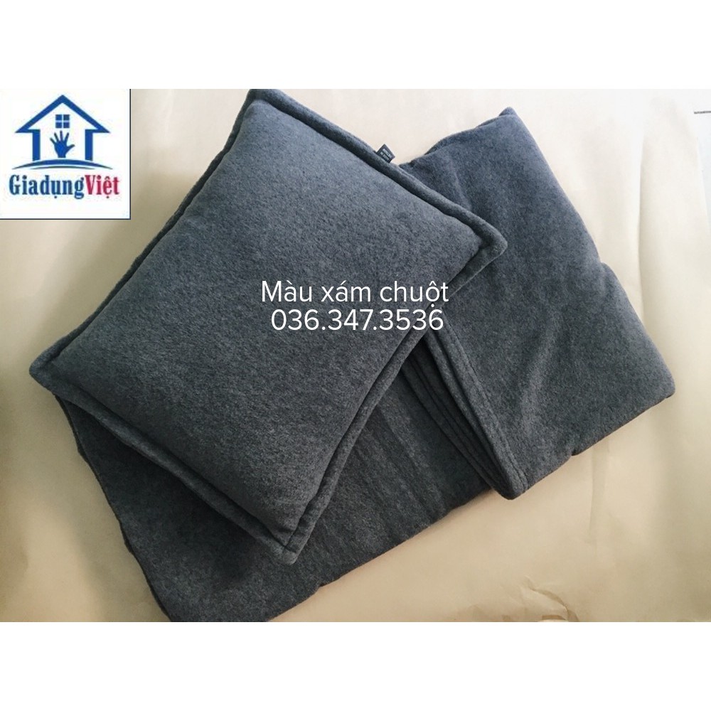 Bộ Chăn Gối Nỉ Văn Phòng Size Lớn - Tặng kèm 01 Bịt mắt