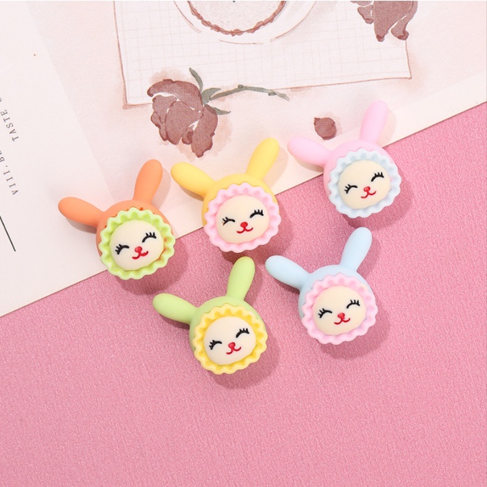 Mẫu charm thỏ đội mũ tắm, bông hoa mặt thú nhỏ cho các bạn trang trí vỏ ốp điện thoại, kẹp tóc, dán Jibbitz, DIY