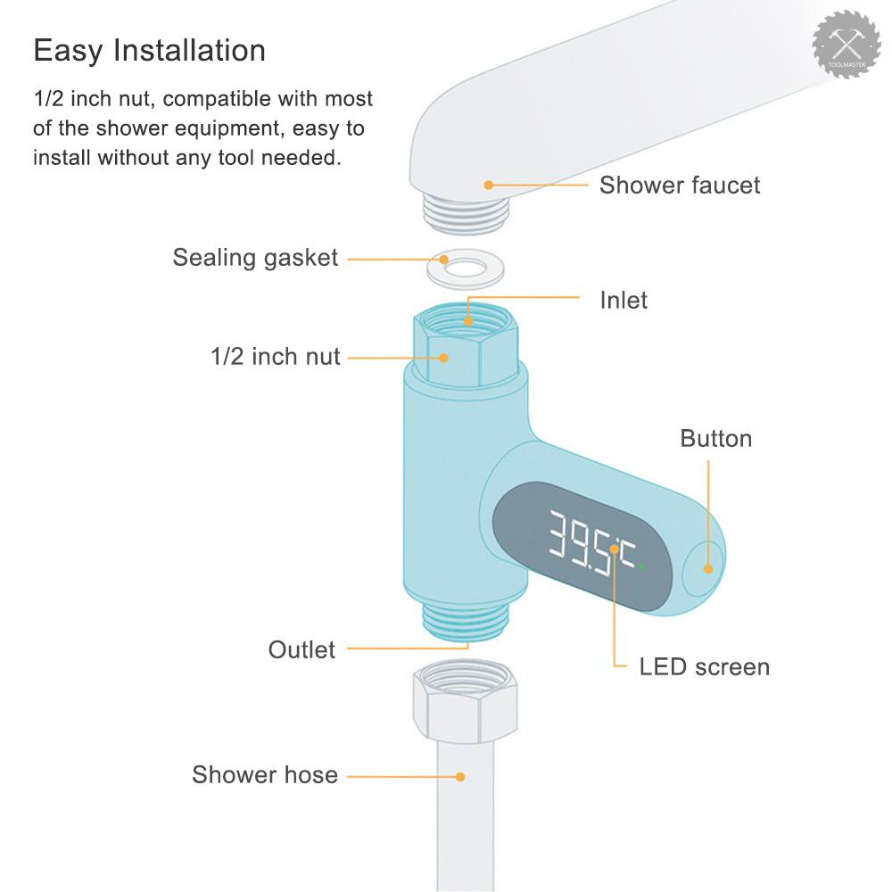 Đồng Hồ Đo Nhiệt Độ Nước Tắm Màn Hình Led Kỹ Thuật Số 5~85 C / F Độ Chính Xác Cao