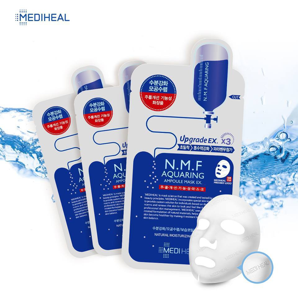 Hộp 10 miếng mặt nạ cấp ẩm cho da Mediheal N.M.F Aquaring Ampoule Mask 27ml x 10