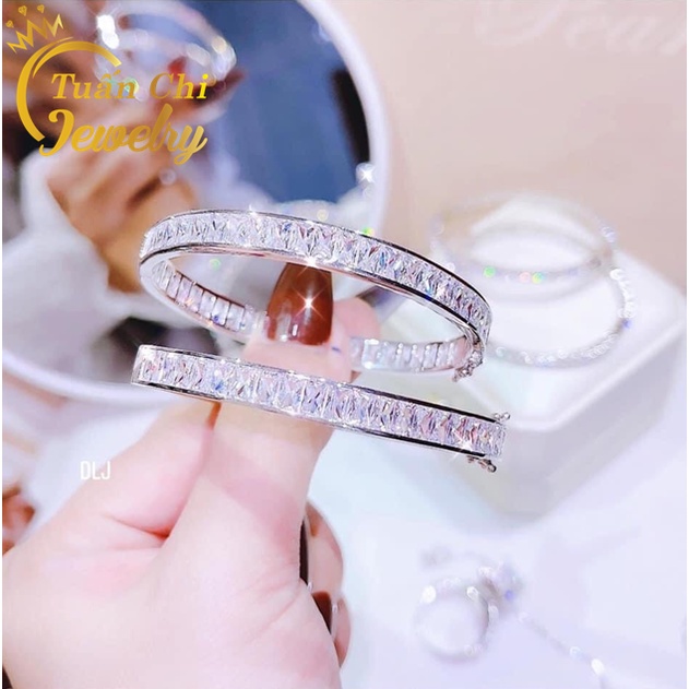 Lắc Tay Nữ Bản Đính Full Đá Cao Cấp, Bảo Hành Chất Lượng