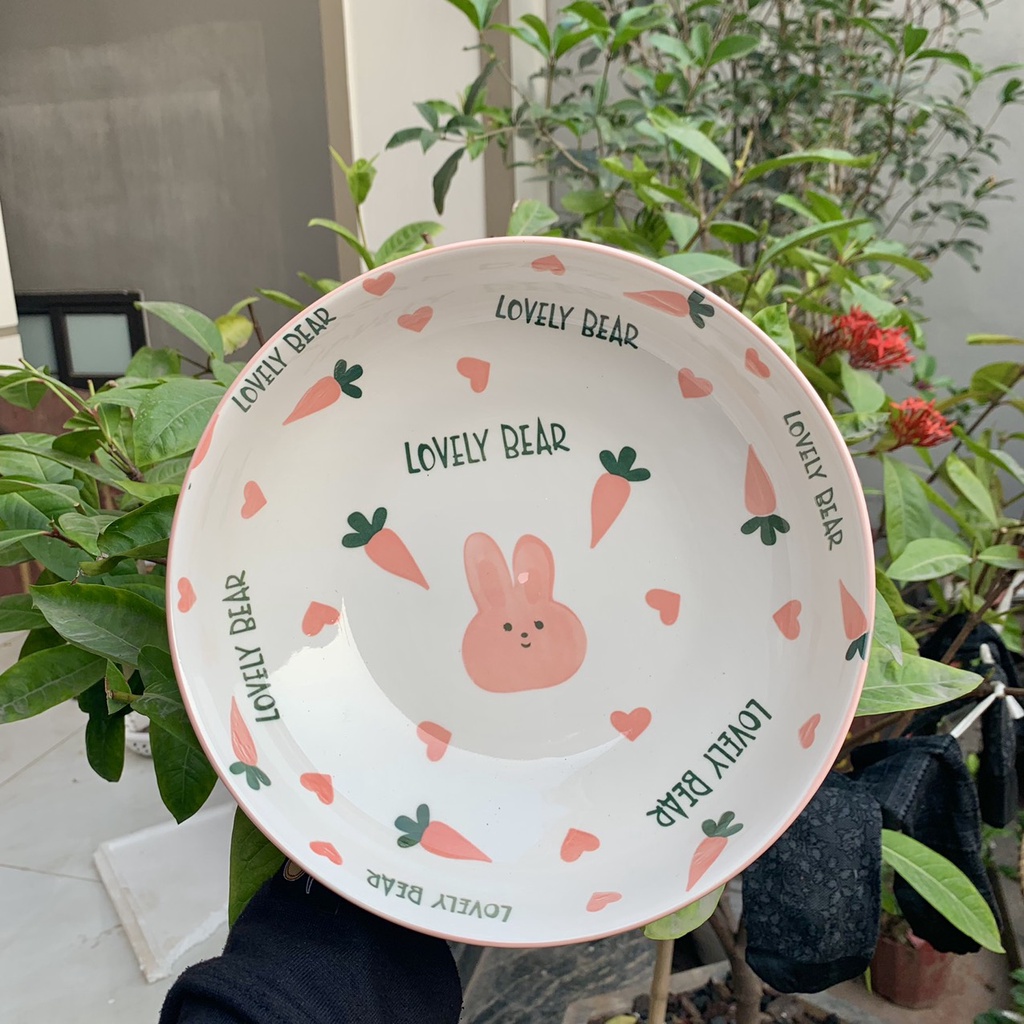 Bát Ăn Cơm Đĩa Sứ Bộ Chén Dĩa Sứ🥕 Thỏ Hồng🥕 Dễ Thương Cute Bát Đĩa Decor Cao Cấp S150