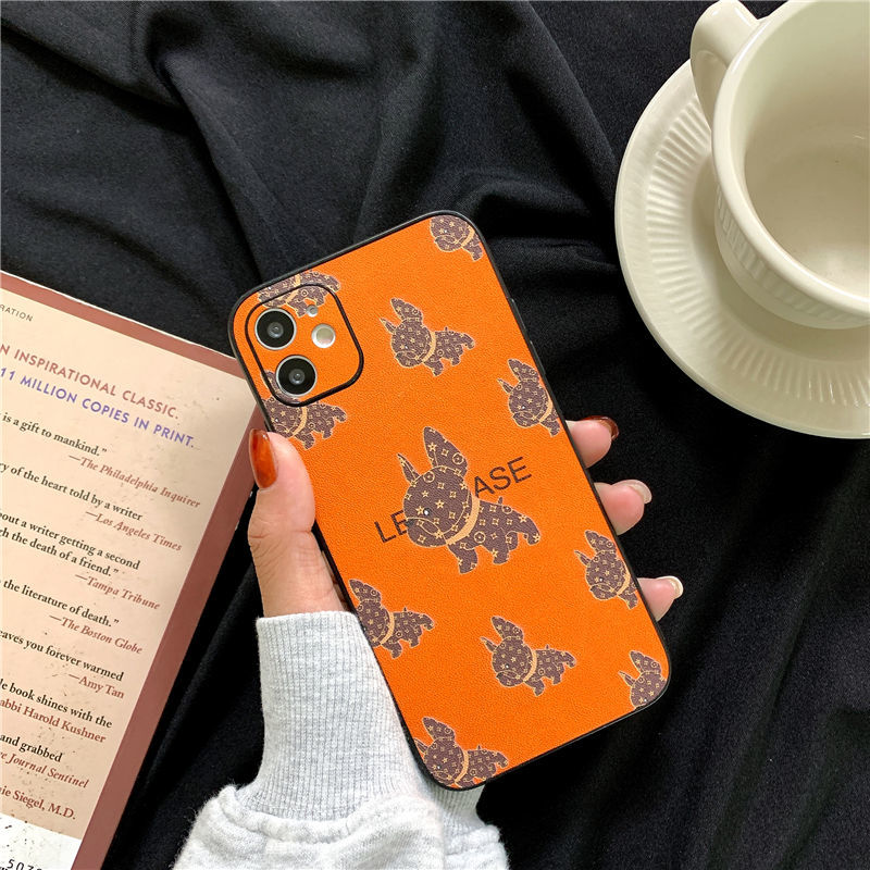 TPU protective shell for iPhone 11 12 Pro Max 7plus 6 6s 7 8 Plus XR X XS MAX 12 mini cute cartoon French bulldog soft cover brown LV anti-fall mobile phone case