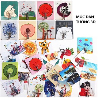 Móc dán tường 3D họa tiết siêu dính chịu lực - hàng1k