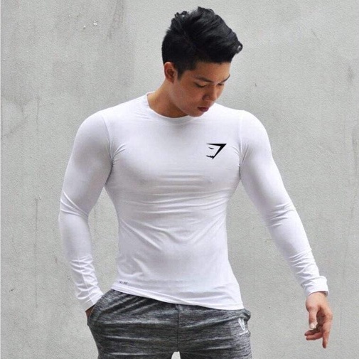 Áo giữ nhiệt nam gymstark chất liệu thun 4 chiều co dãn phù hợp đi chơi , tập gym, chơi thể thao