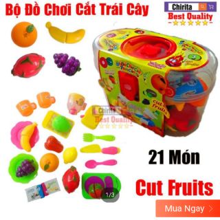 Bộ đồ chơi cắt ghép trái cây bằng nhựa cho bé 21 món -