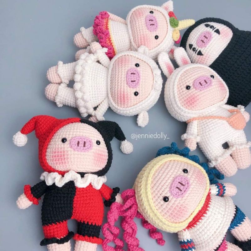 Heo bông xinh xắn thú bông len handmade