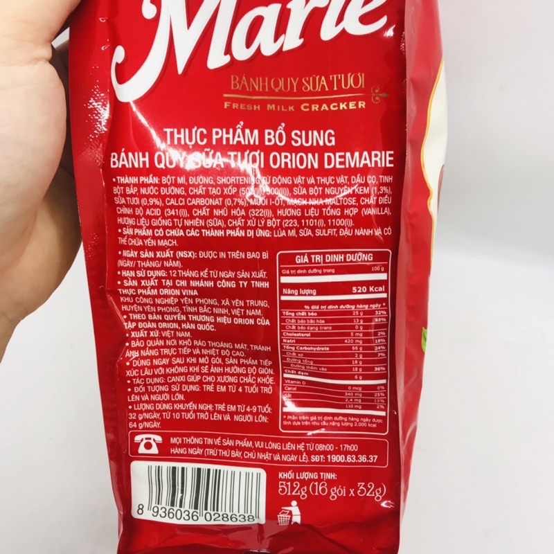Bánh Quy Sữa Tươi Marie Orion Hộp 384g và Bịch 512g
