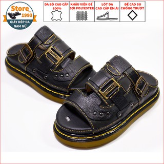 Dép Nam Quai Ngang Doctor Dr.Martens Da Bò Cao Cấp Hàng VNSX Đế Lót Da Bò 65D11
