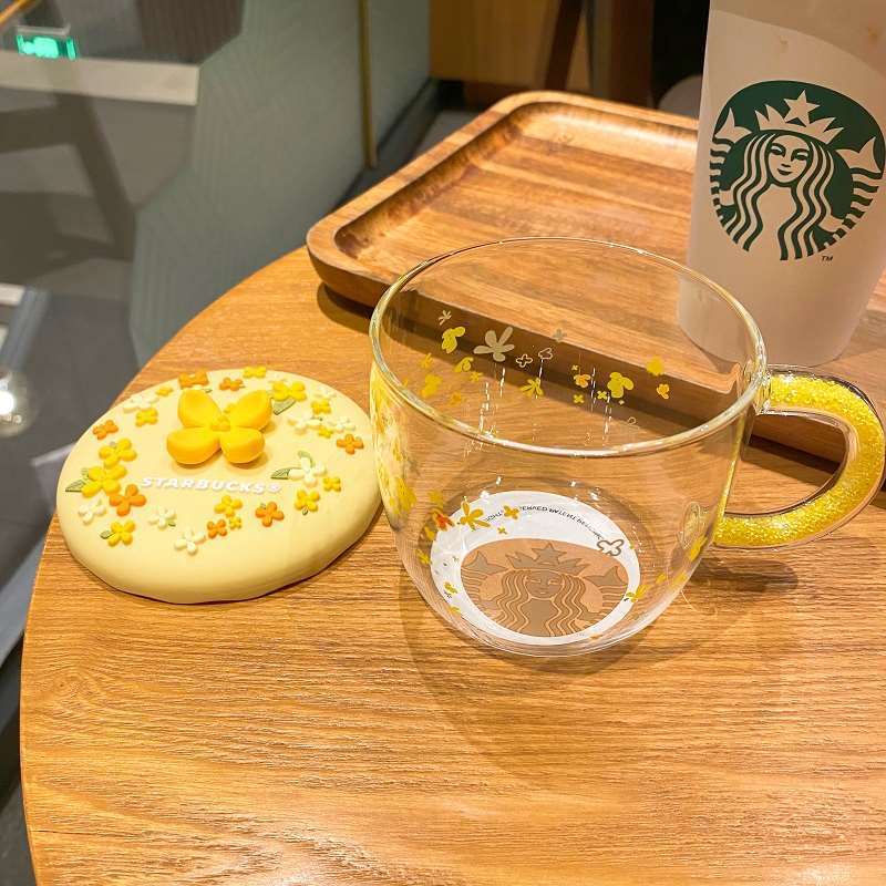 Ly Thủy Tinh Uống Cà Phê Starbucks 2021a Có Nắp Đậy Kính