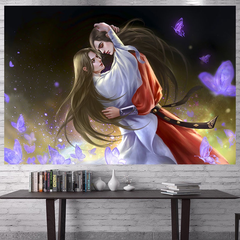 A Gift of Happiness Xie Lihua City Anime Background Fabric Second Dimension Hanging Cloth Room Bedroom Dorm Layout Wall Covering Tapestry