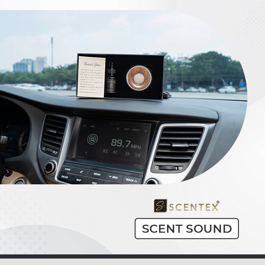 Nước hoa xe hơi cao cấp Scent Sound, khử mùi chống say xe, thoải mái tinh thần, tặng kèm tinh dầu, Thương hiệu Scentex