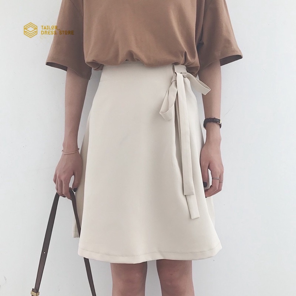 Chân Váy Chữ A Lưng Cao Màu Trơn Đính Nơ Xinh Xắn Kiểu Hàn Quốc CV15 | BigBuy360 - bigbuy360.vn
