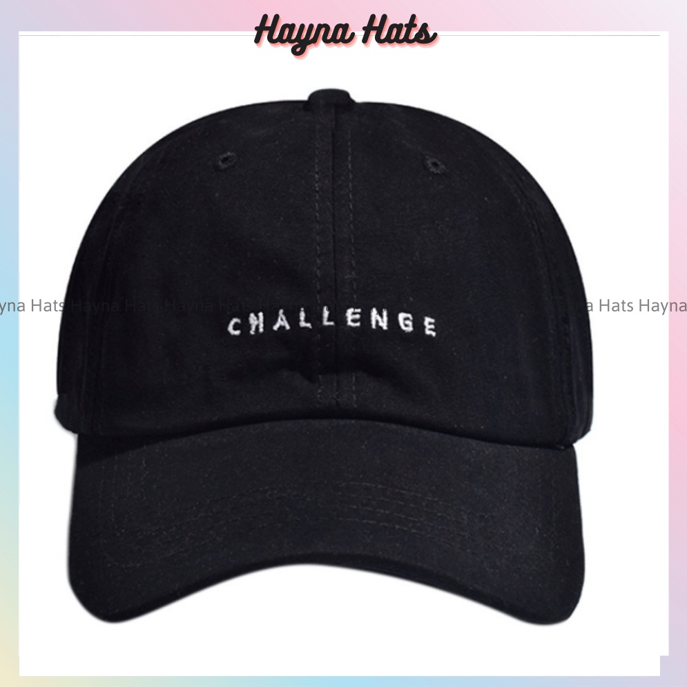 Mũ lưỡi trai thêu hình chữ Challenge, Nón kết Cotton cao cấp thời trang form unisex nam nữ M76 - Hayna Hats