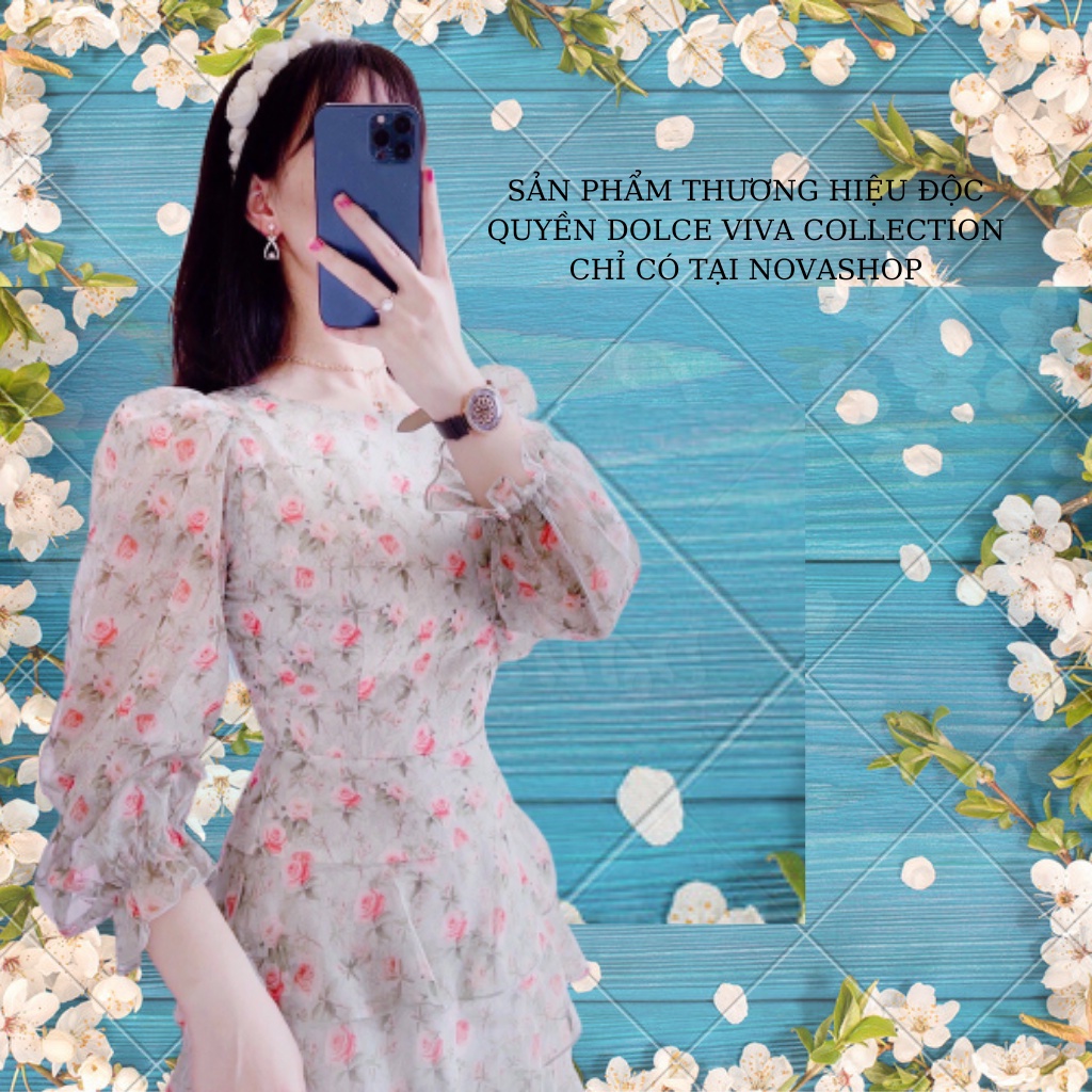 Váy hoa xòe xếp tầng V2138 - DOLCE VIVA COLLECTION - Đầm thiết kế ( kèm ảnh thật )