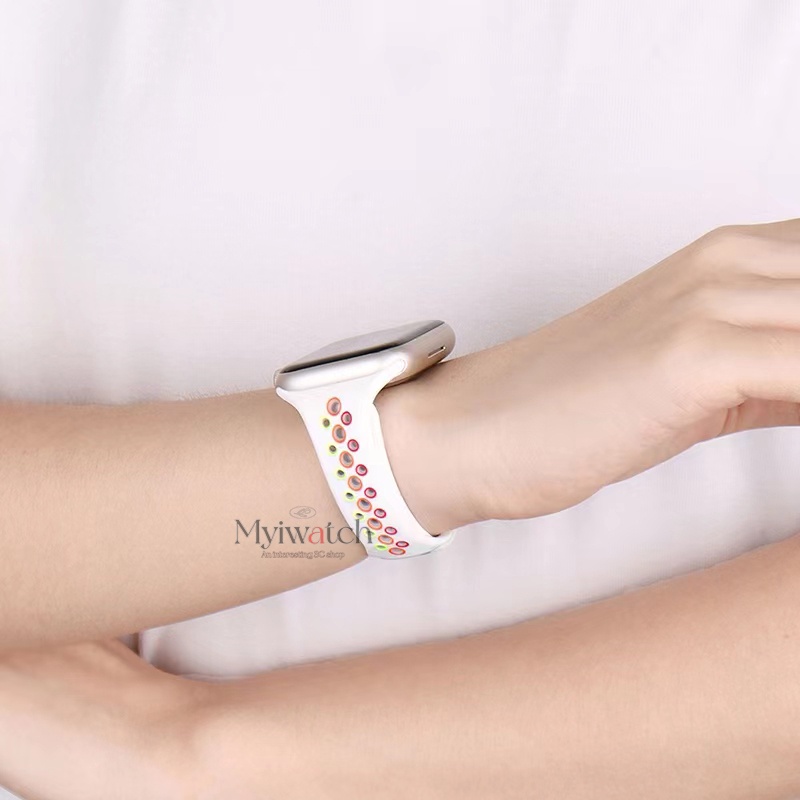 Dây Đeo silicone Mỏng Hai Màu Kẹo Cho iwatch 45mm 41mm 44mm 40mm 38mm 42mm 8 7 6 5 SE 4 3 2