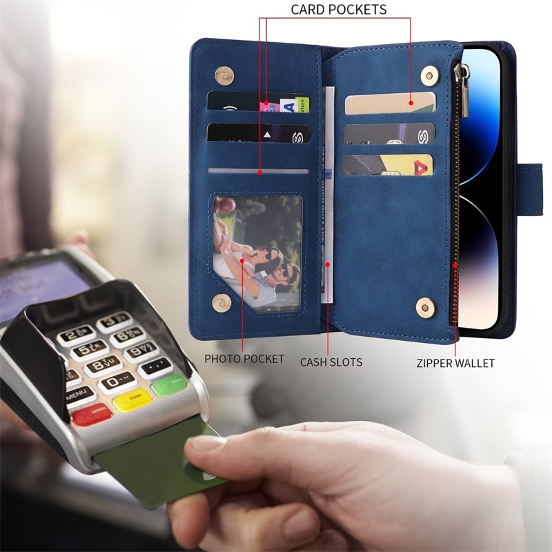 Ốp Điện Thoại Da Ví Lật Có Dây Kéo Sang Trọng Cho Google Pixel 3A 4 5 XL 4A 5A 6 6A pro 4g 5g