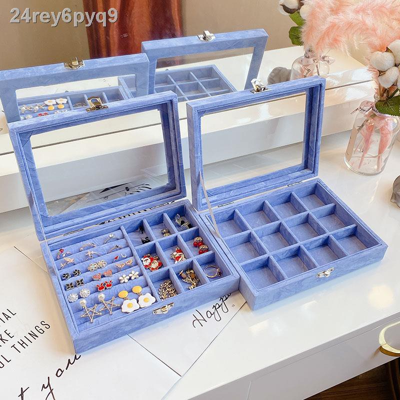 Hộp đựng đồ trang sức bông tai với túi đựng vòng cổ chống bụi
