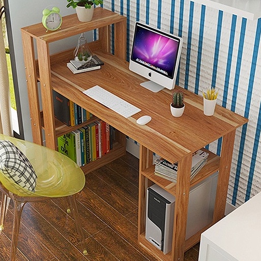 Bàn Học Bàn Làm Việc dáng chữ L Kết Hợp Với Gía Để Sách Tiện Lợi mẫu mới 2022