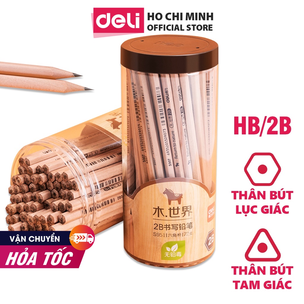 [LIFEMC02BPABAU -10% đơn 250K] Bút chì lục giác/tam giác Deli - loại HB/2B - 30 chiếc/hộp - S941 / S943