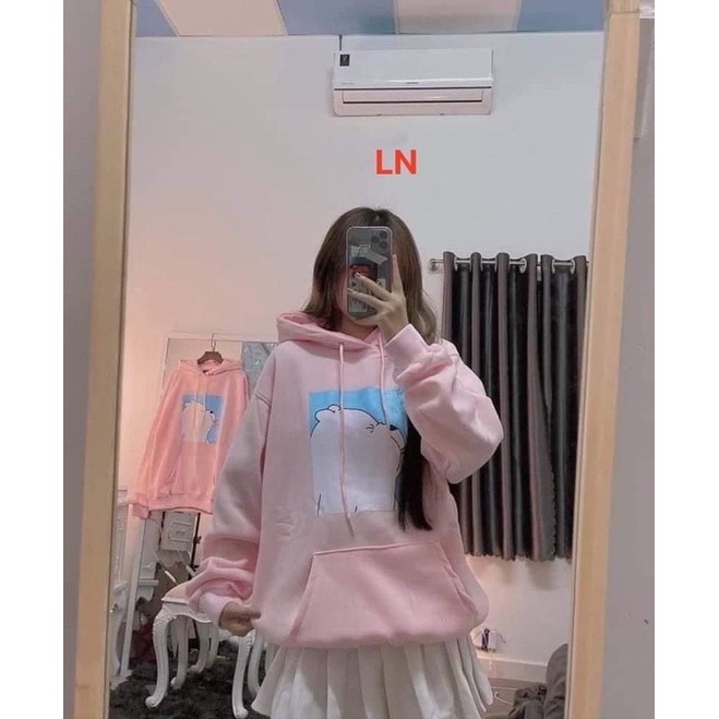 Áo hoodie gấu trắng ô vuông LN11