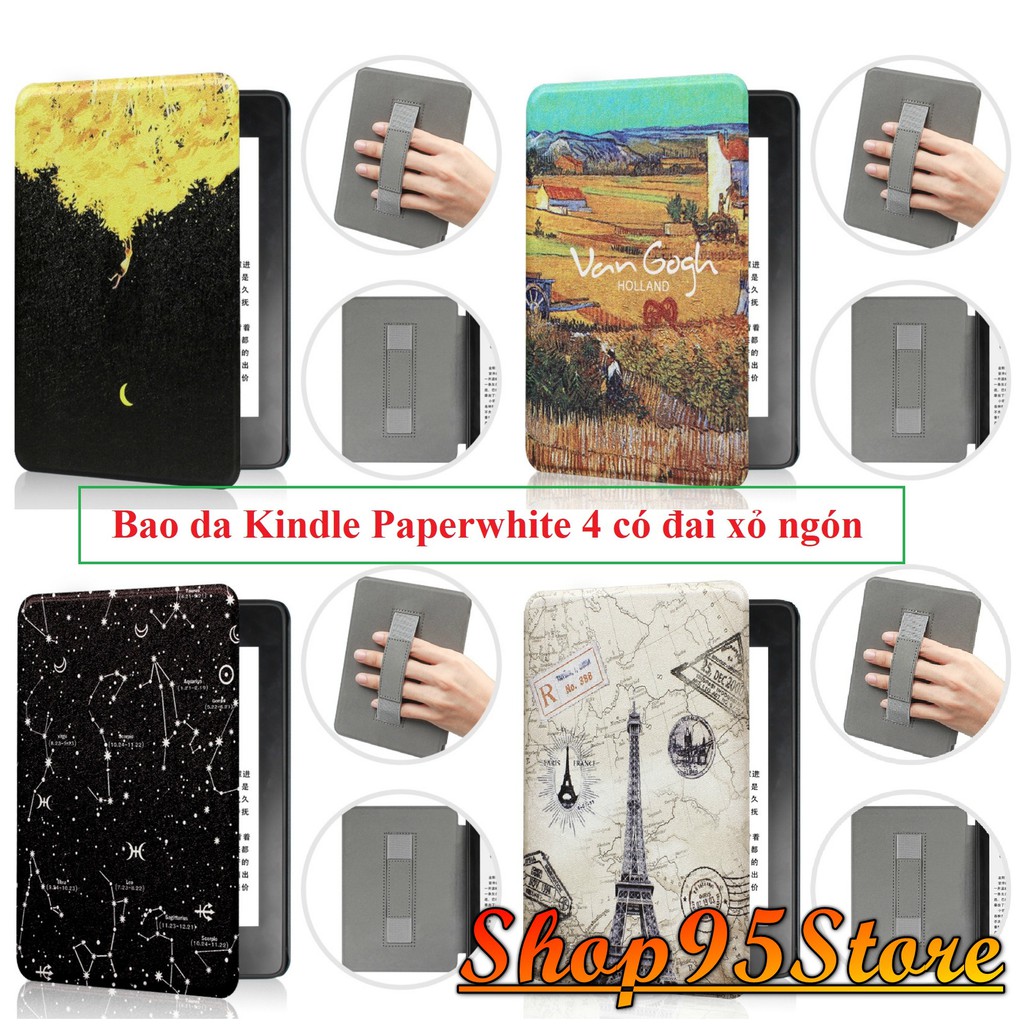 [Mã ELFLASH5 giảm 20K đơn 50K] Bao da Kindle Paperwhite 4 (10th) có đai xỏ ngón - Kindle Paperwhite Gen 4 (10th)