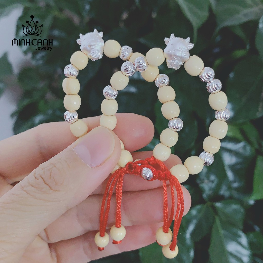 Vòng Dâu Tằm Charm Con Trâu 7 Bi và 9 Bi Bạc Cho Bé - Minh Canh Jewelry