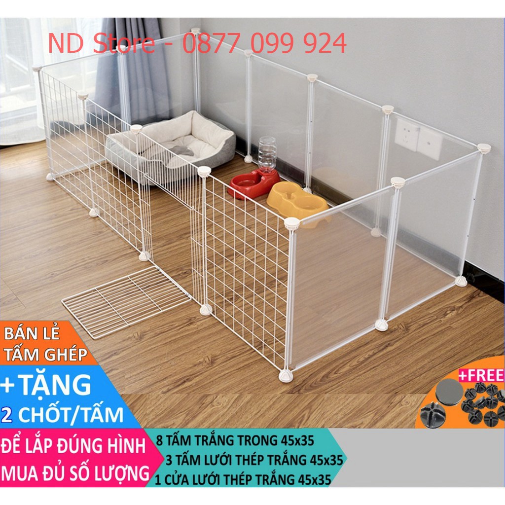 Lồng Mèo Lồng Chó Lắp Ghép Từ Tấm Lưới Sắt,Tấm Nhựa Trong Suốt,Thép Nhiều Màu Kích Thước 35x35cm, 45x35cm [Tặng Chốt]