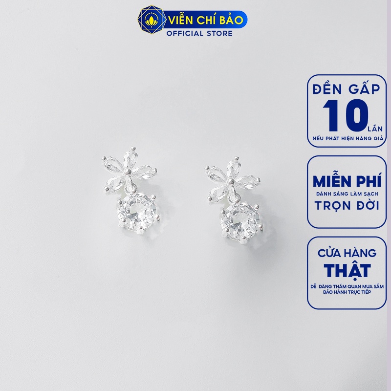 Bông tai bạc nữ hoa đá chất liệu bạc nữ 925 thời trang phụ kiện trang sức nữ thương hiệu Viễn Chí Bảo B400466-