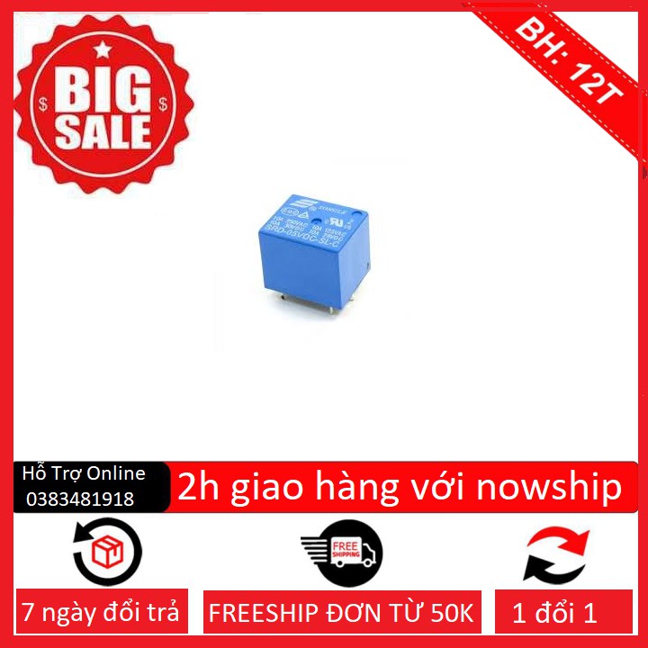 Relay rơ le 5v 12v 24v - 250VAC 10A SRD 5P-linhkiendientubk