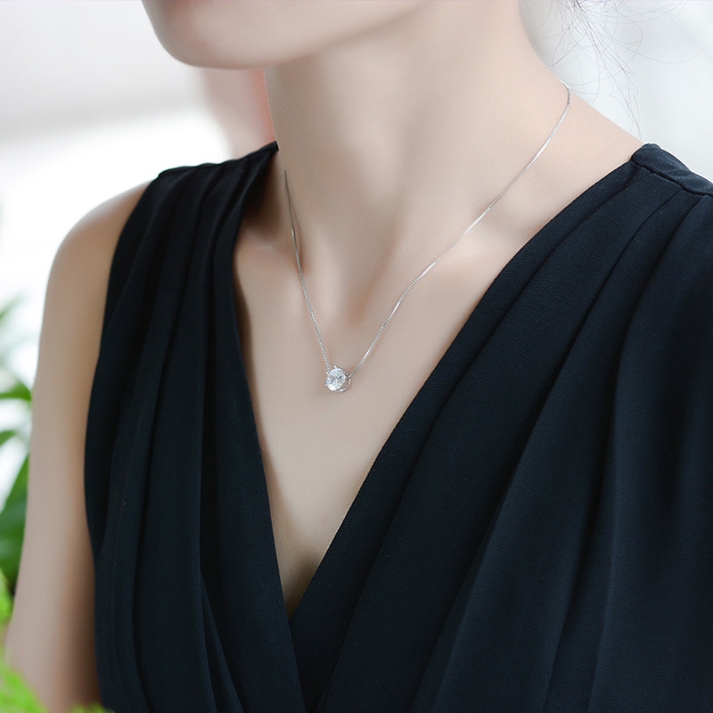 Dây chuyền mạ bạc 925 đính đá zircon thời trang