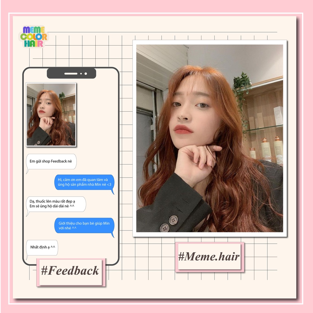 Thuốc nhuộm tóc màu nâu cam , tặng kèm oxy trợ dưỡng và bao tay