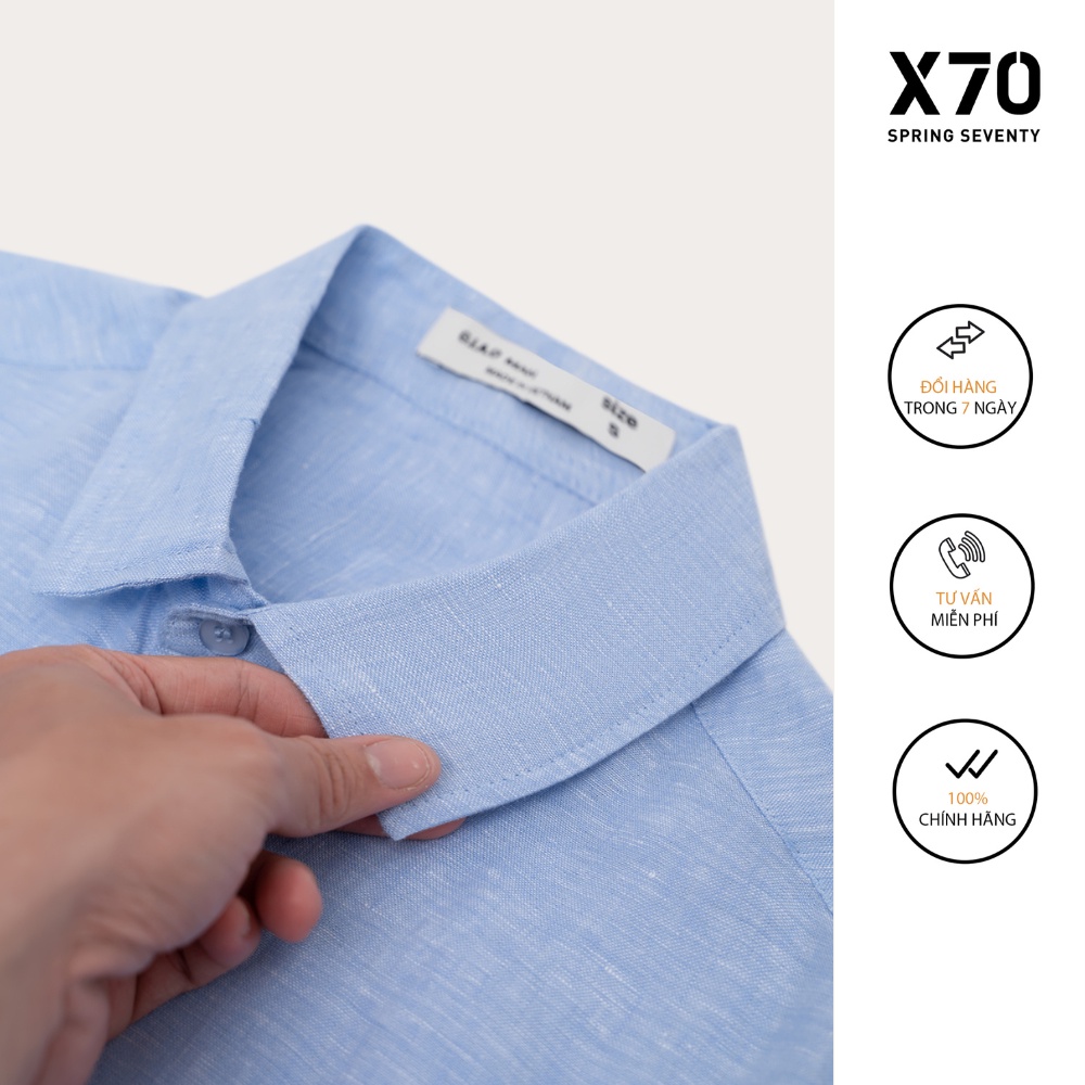 Áo Sơ Mi Linen Nam Trơn Kiểu Dáng Tay Dài Thiết Kế Thời Trang X70 - 07740002