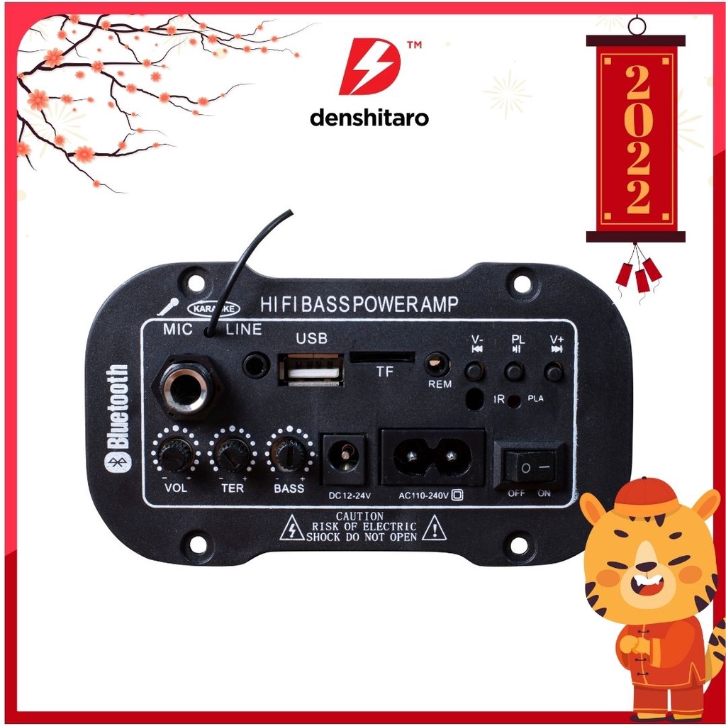 Denshitaro Mạch loa kéo hifi bass power+ bluetooth+ khe cắm mic D00-168