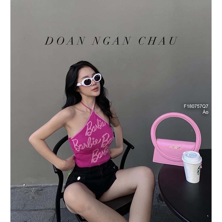 Áo len croptop barbie cổ yếm hàng nhập chuẩn