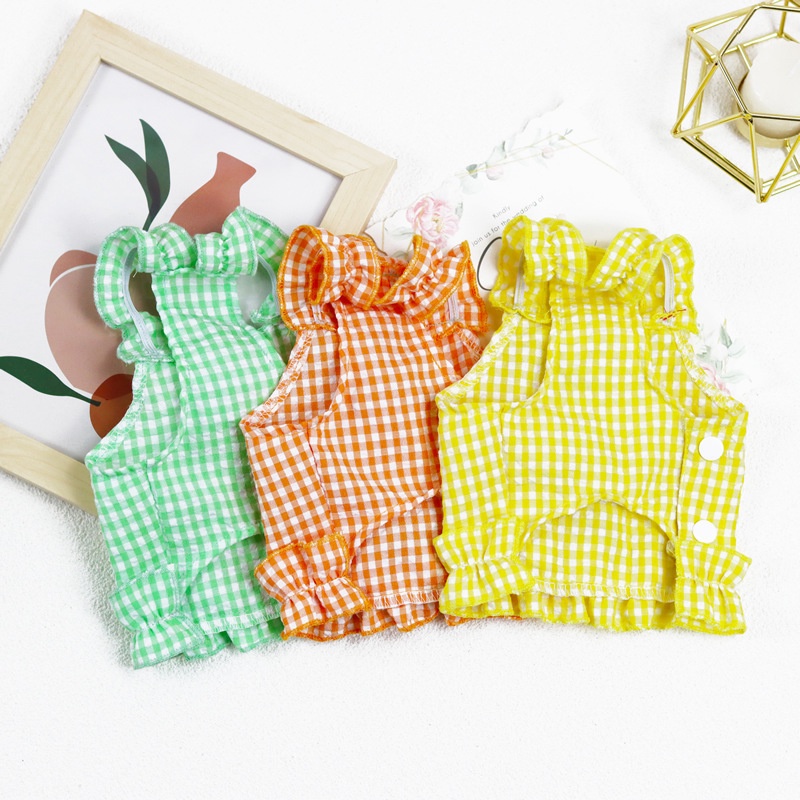 Hipidog Đầm tay phồng thời trang mùa hè cho cún cưng size S-XL
