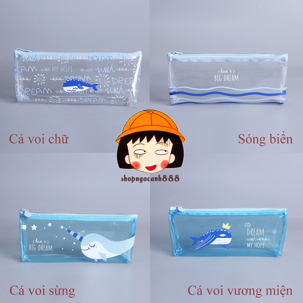 Bóp viết hoạt hình xương rồng xanh trong suốt xinh xắn ( túi hộp đựng bút )