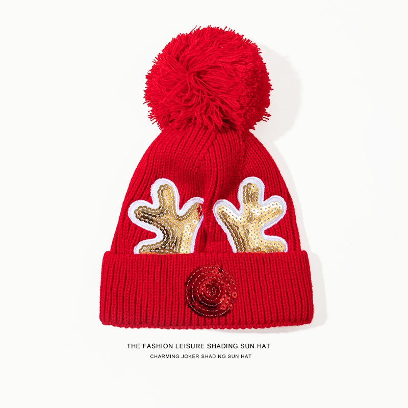 Nón len giáng sinh Mũ len Noel Christmas Nam nữ Unisex beret Màu Đỏ Thời trang