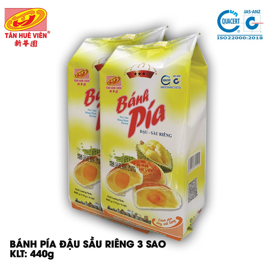 [Mã BMBAU50 giảm 7% đơn 99K] Bánh pía Đậu xanh Sầu riêng 3 sao Tân Huê Viên 440gr