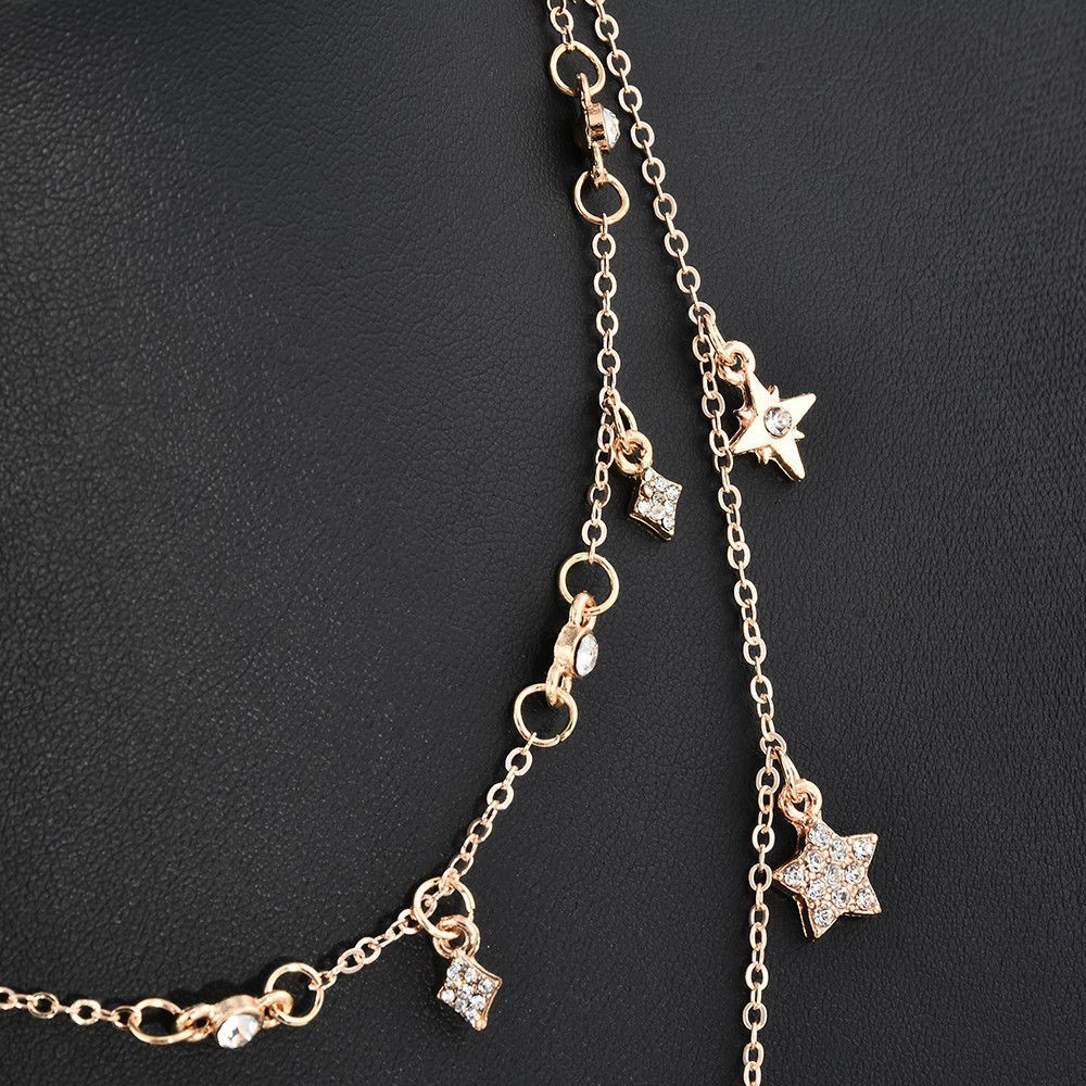 NEW  Multilayer Choker Necklace Star Moon Chain Gold Women Fashion Summer Jewelry