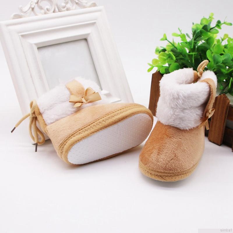 Giày Bốt Cotton Cổ Cao Chống Trượt Đính Nơ Thời Trang Mùa Đông Cho Bé Trai Và Gái 0-18 Tháng Tuổi