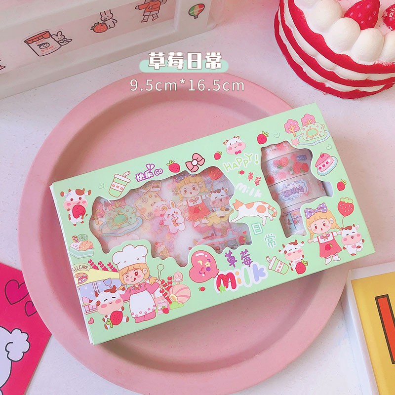 washi 1 hộp kèm sticker xinh xắn đáng yêu - Nami